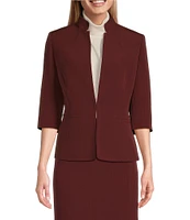 Preston & York Elsa Stretch Crepe 3/4 Sleeve Mandarin Collar Blazer