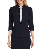 Preston & York Elsa Stretch Crepe 3/4 Sleeve Mandarin Collar Blazer