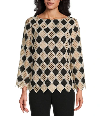 Preston & York Fran Novelty Crochet Long Sleeve Blouse