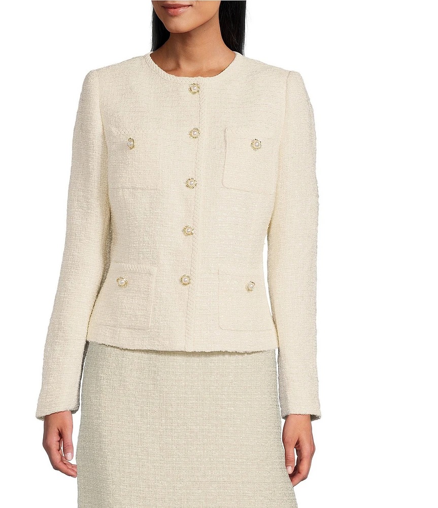 Preston & York Gail Tweed Round Neckline Long Sleeve Jacket