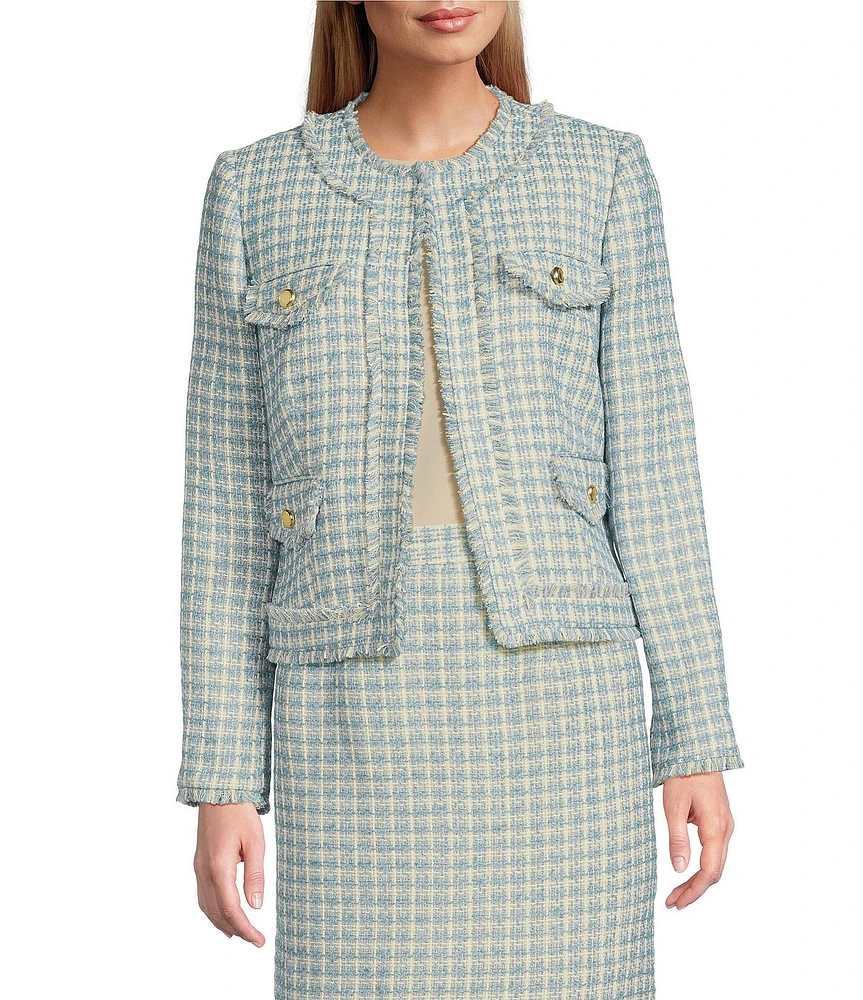Preston & York Gerri Tweed Long Sleeve Button Front Coordinating Jacket