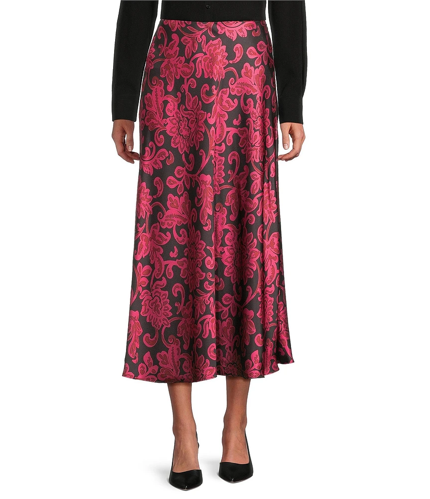 Preston & York Janet Printed Satin Coordinating A-Line Skirt