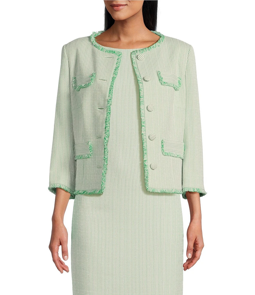 Preston & York Judith Boucle Tweed Round Neck Long Sleeve Jacket