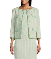 Preston & York Judith Boucle Tweed Round Neck Long Sleeve Jacket