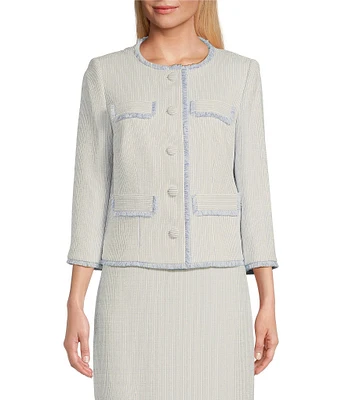 Preston & York Judith Long Sleeve Coordinating Pin Stripe Boucle Jacket