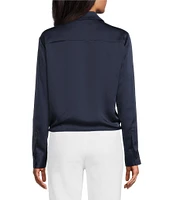 Preston & York Kinsley Point Collar Long Sleeve Tie-Front Blouse