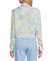 Preston & York Kinsley Satin Long Sleeve Button Tie Front Blouse
