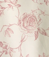 Preston & York Kinsley Satin Rose Print Long Sleeve Button Tie Front Blouse