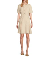 Preston & York Kora Crew Neck Short Sleeve Tweed Dress