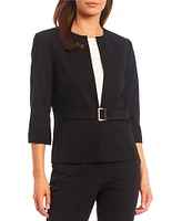 Preston & York Leigh Belted Crew Neck 3/4 Sleeve Blazer