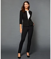 Preston & York Leigh Belted Crew Neck 3/4 Sleeve Blazer