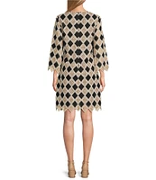 Preston & York Letitia Novelty Crochet Long Sleeve Shift Dress