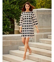 Preston & York Letitia Novelty Crochet Long Sleeve Shift Dress