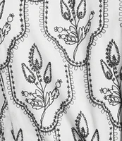 Preston & York Lisa Embroidered Round Neckline Short Sleeve Midi Dress