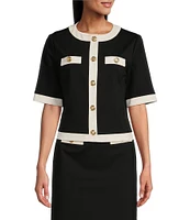 Preston & York Lucinda Short Sleeve Coordinating Ponte Jacket