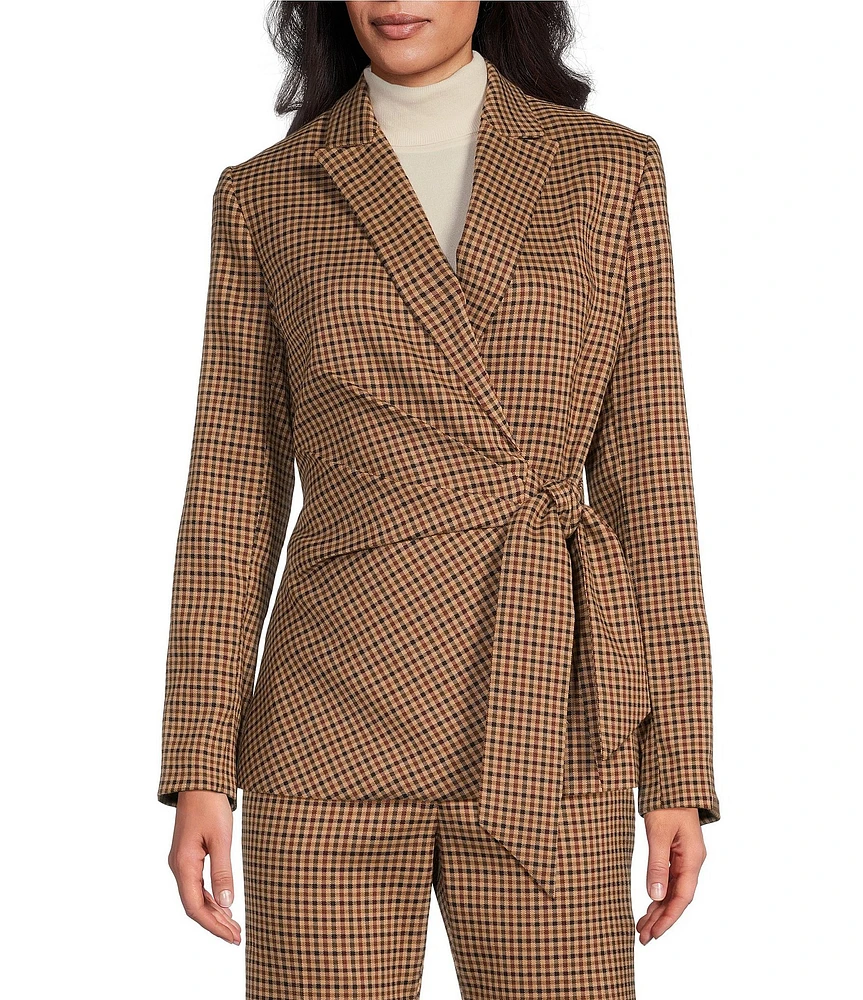 Preston & York Martha Check Notch Lapel Long Sleeve Tie Side Coordinating Blazer