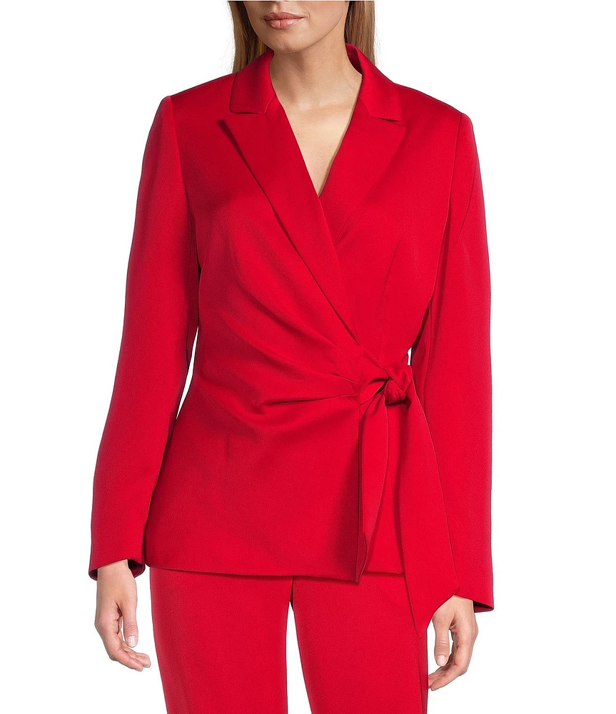 Preston & York Martha Notch Collar Satin Back Crepe Wrap Jacket