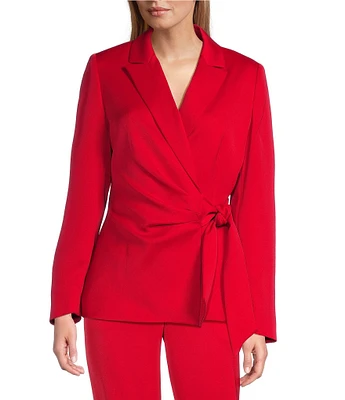 Preston & York Martha Notch Collar Satin Back Crepe Wrap Jacket