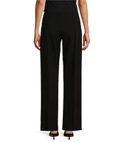 Preston & York Mia Ponte Mid Rise Pleated Front Tapered Point Long Pant