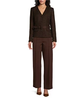 Preston & York Mia Ponte Mid Rise Pleated Front Tapered Point Long Pant