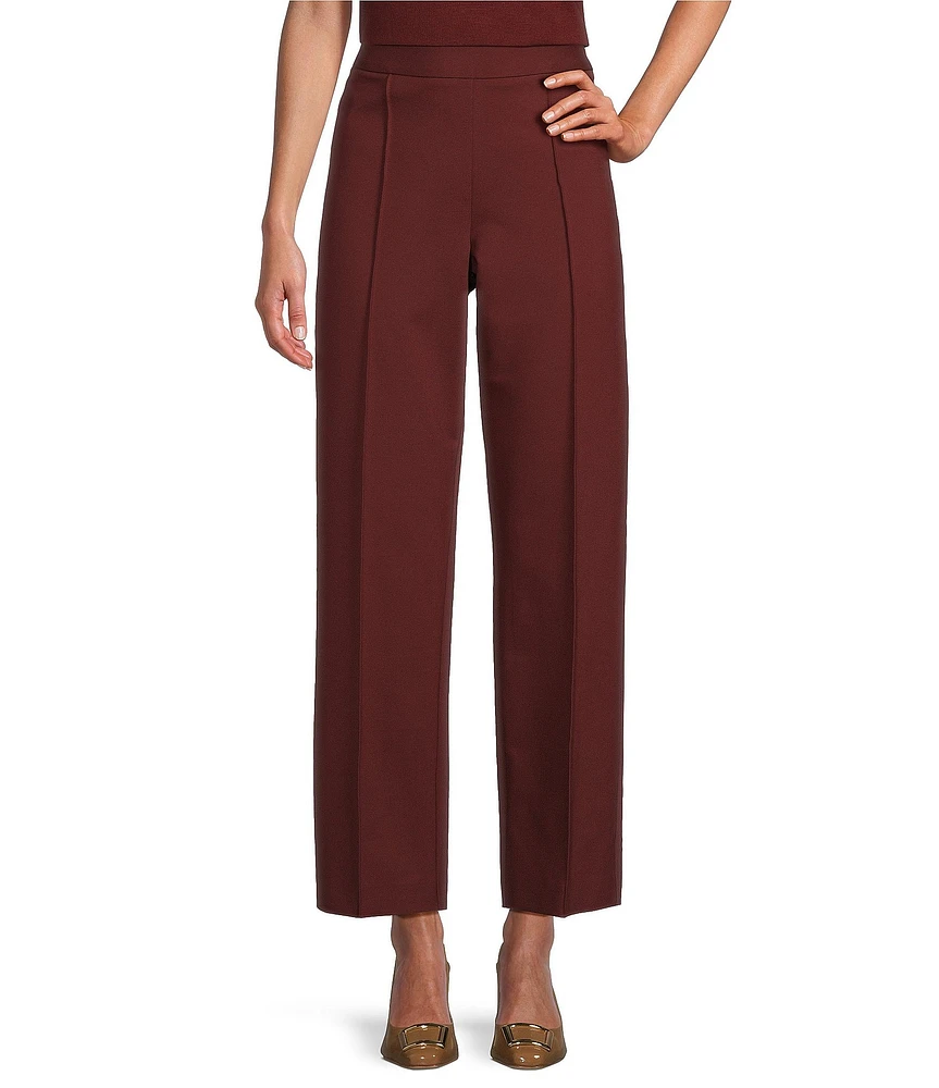 Preston & York Mia Ponte Mid Rise Pleated Front Tapered Point Long Pant