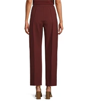 Preston & York Mia Ponte Mid Rise Pleated Front Tapered Point Long Pant