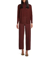 Preston & York Mia Ponte Mid Rise Pleated Front Tapered Point Long Pant