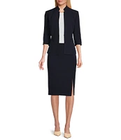 Preston & York Morgan Twill Crepe Side Slit Coordinating Pencil Skirt