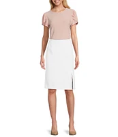 Preston & York Morgan Twill Crepe Side Slit Coordinating Pencil Skirt