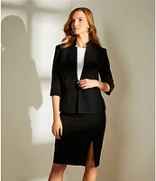 Preston & York Morgan Twill Crepe Side Slit Coordinating Pencil Skirt