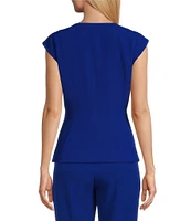 Preston & York Pamela Crepe Round Neckline Cap Sleeve Vest