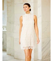 Preston & York Rita Lace Mock Neckline Tie Back Dress
