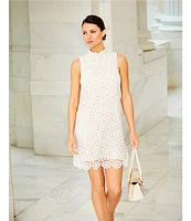 Preston & York Rita Lace Mock Neckline Tie Back Dress