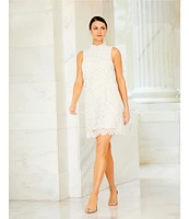 Preston & York Rita Lace Mock Neckline Tie Back Dress