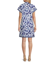 Preston & York Floral Sheath Collar Short Sleeve Carson Dress