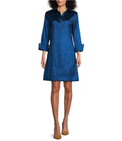 Preston & York Thea 3/4 Sleeve Taffeta Shift Dress