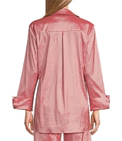Preston & York Thea Taffeta Cuffed Long Sleeve Point Collar Button Front Blouse
