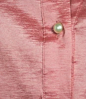 Preston & York Thea Taffeta Cuffed Long Sleeve Point Collar Button Front Blouse