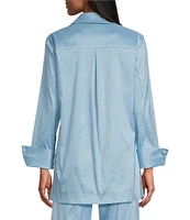 Preston & York Thea Taffeta Cuffed Long Sleeve Point Collar Button Front Blouse