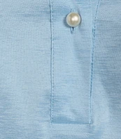 Preston & York Thea Taffeta Cuffed Long Sleeve Point Collar Button Front Blouse