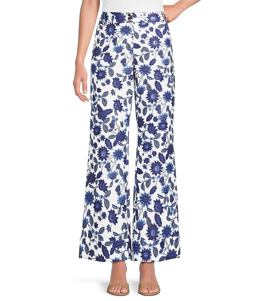 Preston & York Turner Stretch Twill Floral Straight Leg Ankle Coordinating Pants