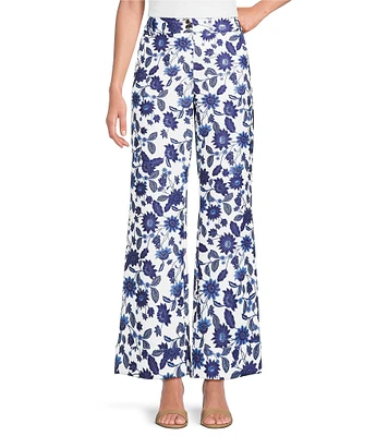 Preston & York Turner Stretch Twill Floral Straight Leg Ankle Coordinating Pants