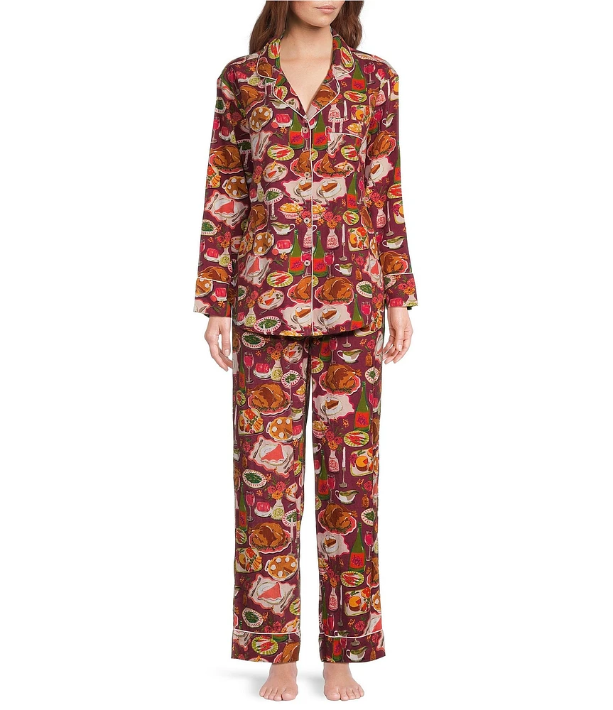 Printfresh Festive Feast Long Sleeve Notch Collar Flannel Pajama Set