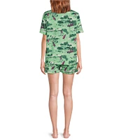 Printfresh Golf Toile Organic Cotton Short Sleeve Notch Collar Woven Shorty Pajama Set