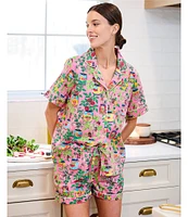 Printfresh Kitchen Garden Organic Cotton Short Sleeve Notch Collar Woven Shorty Pajama Set