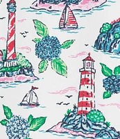 Printfresh Lighthouse Keeper Print Organic Cotton Short Sleeve Notch Collar Woven Shorty Pajama Set