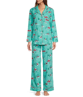 Printfresh Winter Wonderland Long Sleeve Notch Collar Flannel Holiday Pajama Set