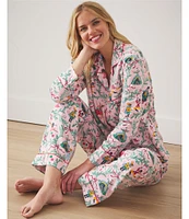 Printfresh Woven Nutcracker Dreams Long Sleeve Notch Collar Woven Holiday Pajama Set