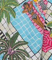 Printfresh x Barbie Short Sleeve Notch Collar Retro Relaxation Woven Sateen Thermoregulating Shorty Pajama Set
