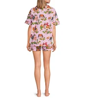 Printfresh x Barbie Western Barbie Print Organic Cotton Short Sleeve Notch Collar Woven Shorty Pajama Set